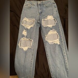 Stylish Light Blue Distressed Womens Jeans